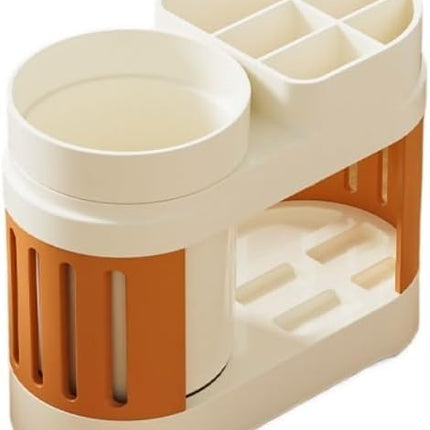 Multifunctional Toothbrush Holder with Toothpaste Dispenser and Cups - Wall-Mounted No Drilling - Bathroom Organizer Set.