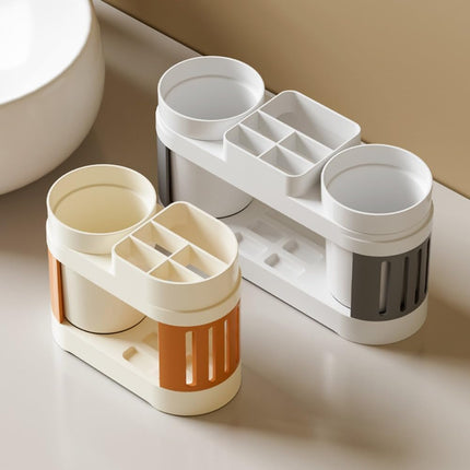 Multifunctional Toothbrush Holder with Toothpaste Dispenser and Cups - Wall-Mounted No Drilling - Bathroom Organizer Set.