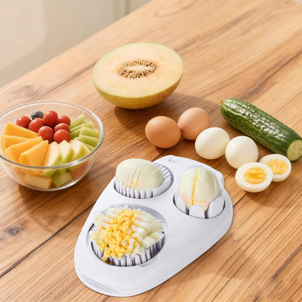 3-in-1 Egg Slicer - Perfect Slices & Chunks - Multifunctional Cutter for Eggs Soft Fruits and Vegetables.