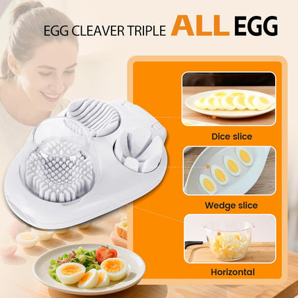 3-in-1 Egg Slicer - Perfect Slices & Chunks - Multifunctional Cutter for Eggs Soft Fruits and Vegetables.