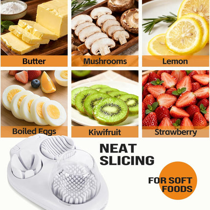 3-in-1 Egg Slicer - Perfect Slices & Chunks - Multifunctional Cutter for Eggs Soft Fruits and Vegetables.