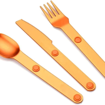 Magnetic Camping Cutlery Set 3 Piece Aluminium - Lightweight Fork Knife Spoon - Compact Outdoor Picnic Utensils Grey.