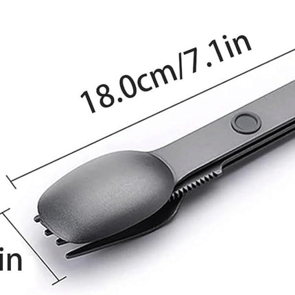 Magnetic Camping Cutlery Set 3 Piece Aluminium - Lightweight Fork Knife Spoon - Compact Outdoor Picnic Utensils Grey.