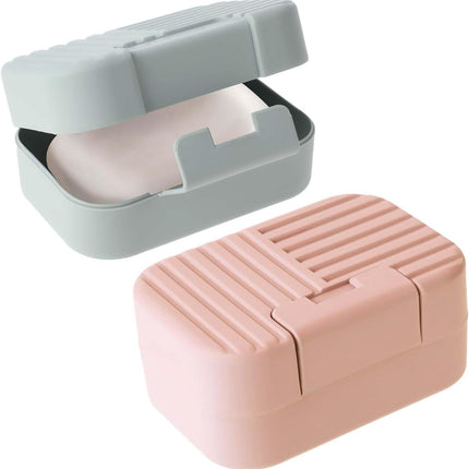 2 Pack Travel Soap Case with Lever - Holder for Soap & Shampoo Bars with Secure 4-Point Closure.