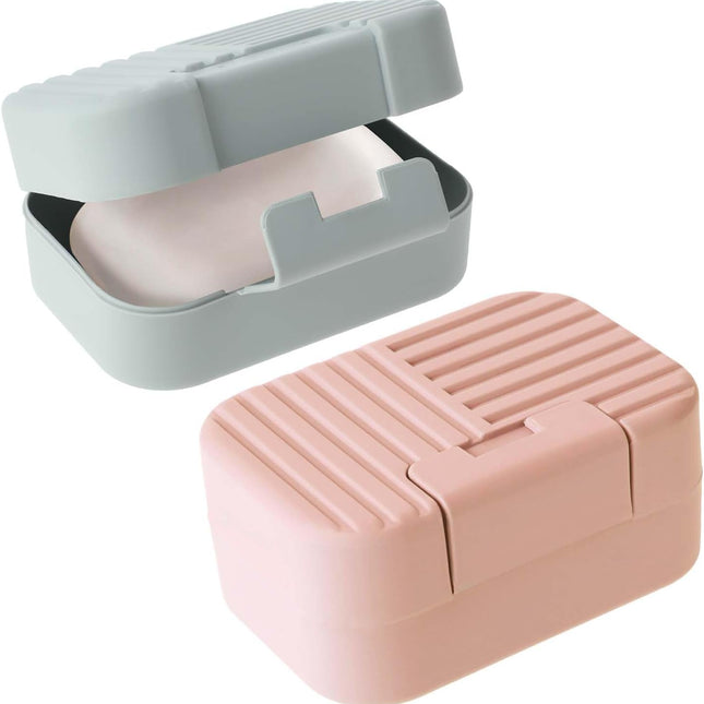2 Pack Travel Soap Case with Lever - Holder for Soap & Shampoo Bars with Secure 4-Point Closure.