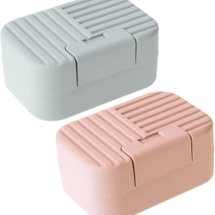 2 Pack Travel Soap Case with Lever - Holder for Soap & Shampoo Bars with Secure 4-Point Closure.