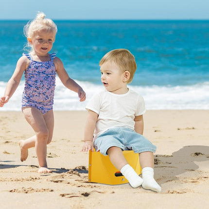 Foldable Step Stool with Handle - Anti-Slip Step for Kids & Adults - Ideal for Kitchen Bathroom Camping - Yellow - Pack of 1.