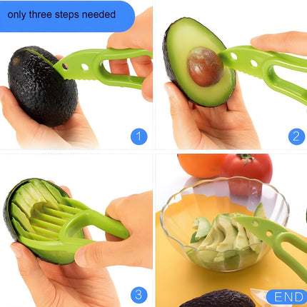 3-in-1 Avocado Tool - Safe Cutter, Pitter and Spoon in One - Green - Set of 1.