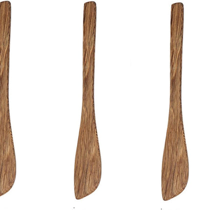3-Piece Teak Kitchen Utensil Set Safe for Non-Stick Pans Heat Resistant Cooking Tools.