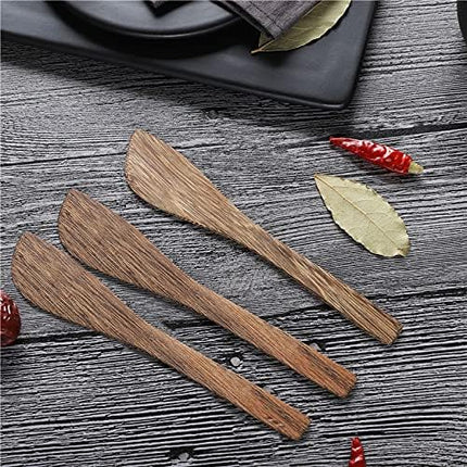 3-Piece Teak Kitchen Utensil Set Safe for Non-Stick Pans Heat Resistant Cooking Tools.