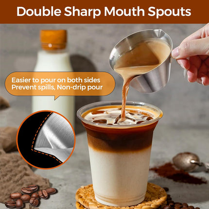 Stainless Steel Double Wall Espresso Cup with Handle 100ml Weighable Coffee Beans Measuring Cup.