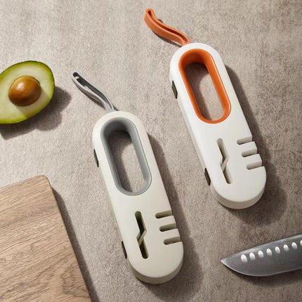 4-in-1 Kitchen Sharpener White Grey for Fruit Knives Steel Knives and Scissors.