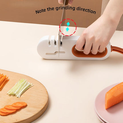4-in-1 Kitchen Sharpener White Grey for Fruit Knives Steel Knives and Scissors.