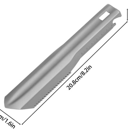 6-in-1 Mini Titanium Multitool Shovel Silver Camping Hiking Outdoor Portable Tool.