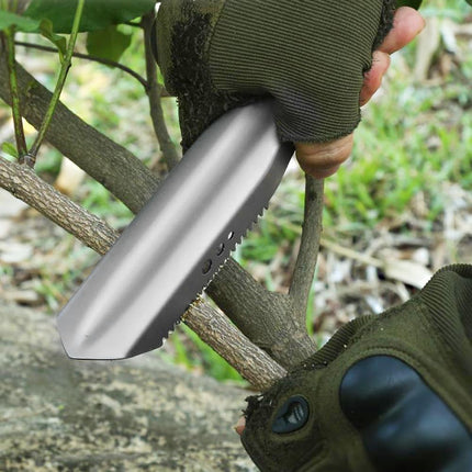 6-in-1 Mini Titanium Multitool Shovel Silver Camping Hiking Outdoor Portable Tool.