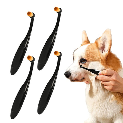 4 Pack Black Pet Tear Stain Remover Brush with Ergonomic Handle and Washable Bristles.