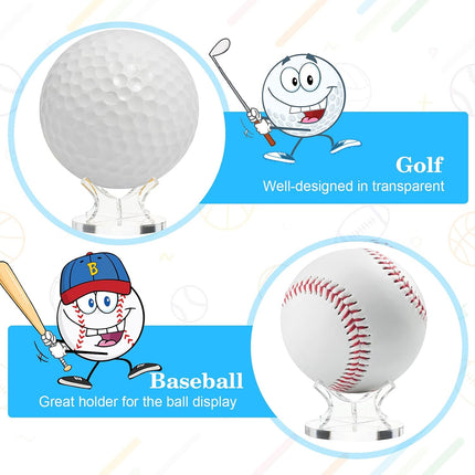 3 Piece Acrylic Ball Display Stand Holder for Baseball Golf Softball Tennis and Other Sports Balls.