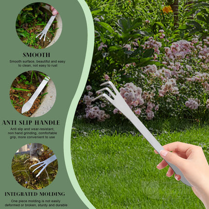 2 Pack Stainless Steel 3-Tine Root Rake Mini Candy Grip Handle Garden Tool.