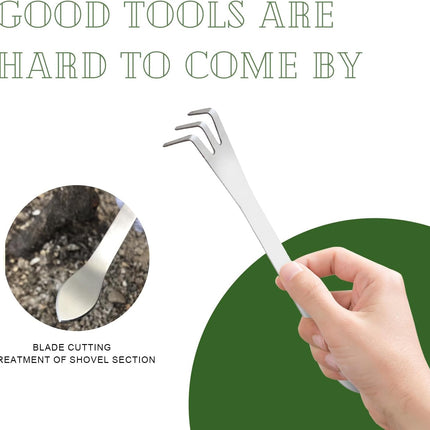 2 Pack Stainless Steel 3-Tine Root Rake Mini Candy Grip Handle Garden Tool.