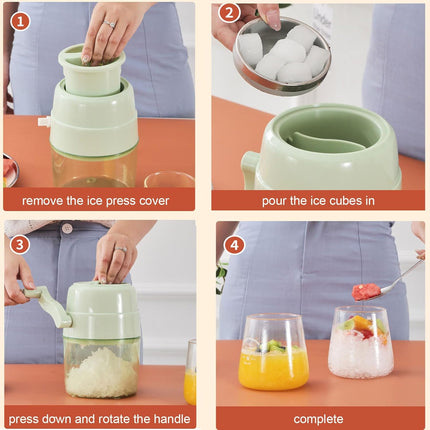 1 Piece Green Manual Multifunctional Slushy Machine Ice Crusher Portable Snow Cone Maker Household Small Ice Breaker for Cafes Restaurants Ice Cream Shops.