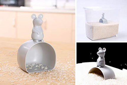 Cartoon Mouse Grey Rice Paddle - Kitchen Tool for Grains.