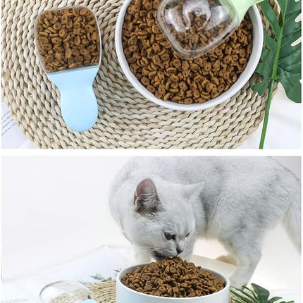 3-Piece Pet Food Scoop Set 2-in-1 Dog Cat Feeding Spoon with Food Bag Sealing Clip.