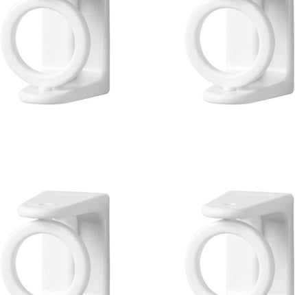 4 Pack White Curtain Rod Brackets with Rotating Function Support Shower Rod Tension Mounting for Home or Hotel.