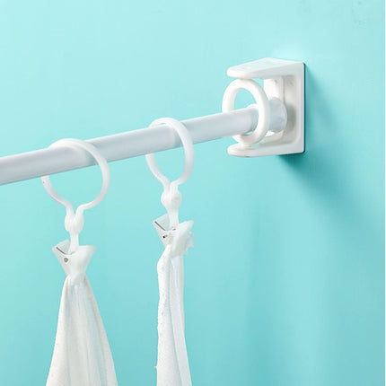 4 Pack White Curtain Rod Brackets with Rotating Function Support Shower Rod Tension Mounting for Home or Hotel.
