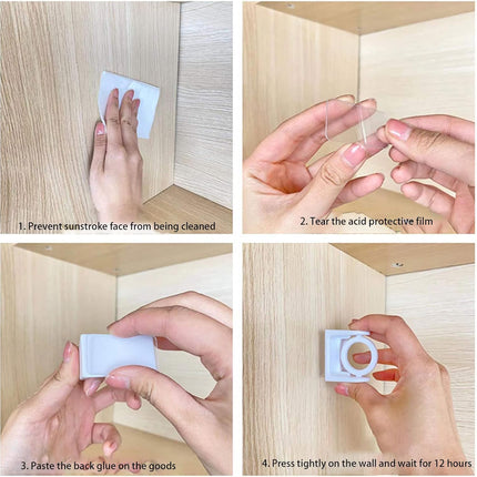 4 Pack White Curtain Rod Brackets with Rotating Function Support Shower Rod Tension Mounting for Home or Hotel.