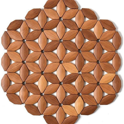 Round Wooden Pot Stand 24cm - Solid Wood Heat Resistant Table Protector for Kitchen & Dining Room.
