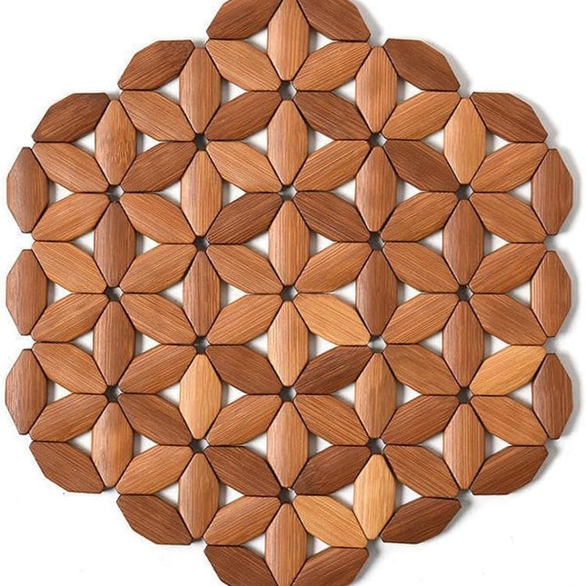 Round Wooden Pot Stand 24cm - Solid Wood Heat Resistant Table Protector for Kitchen & Dining Room.