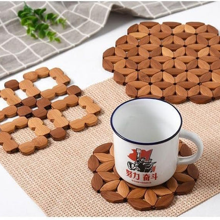 Round Wooden Pot Stand 24cm - Solid Wood Heat Resistant Table Protector for Kitchen & Dining Room.