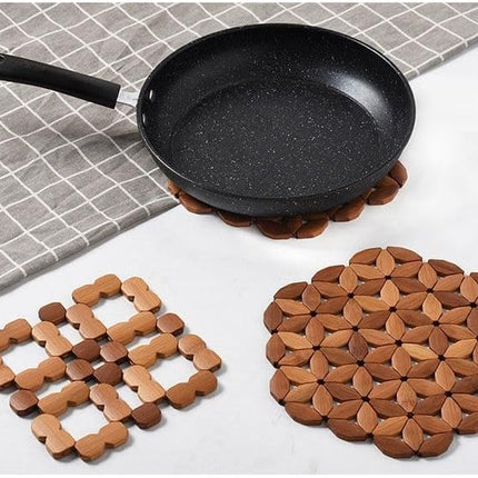 Round Wooden Pot Stand 24cm - Solid Wood Heat Resistant Table Protector for Kitchen & Dining Room.