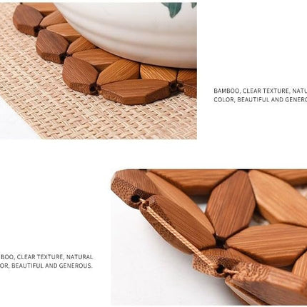 Round Wooden Pot Stand 24cm - Solid Wood Heat Resistant Table Protector for Kitchen & Dining Room.