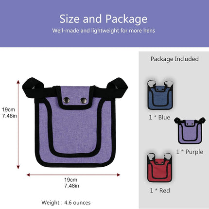 3 Piece Chicken Saddle Set Red/Blue/Purple Elastic Strap Back and Side Protection Poultry Accessories.