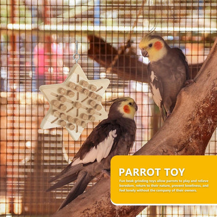 Portable Bird Cage Toy Parrot Chew Plug - Natural Cork Wooden Toy with Tiger Skin Texture for African Grey Timneh Congo Parrots.