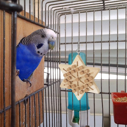Portable Bird Cage Toy Parrot Chew Plug - Natural Cork Wooden Toy with Tiger Skin Texture for African Grey Timneh Congo Parrots.