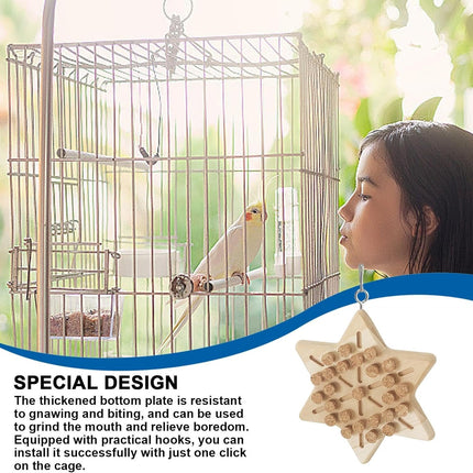 Portable Bird Cage Toy Parrot Chew Plug - Natural Cork Wooden Toy with Tiger Skin Texture for African Grey Timneh Congo Parrots.