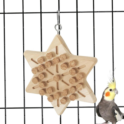 Portable Bird Cage Toy Parrot Chew Plug - Natural Cork Wooden Toy with Tiger Skin Texture for African Grey Timneh Congo Parrots.