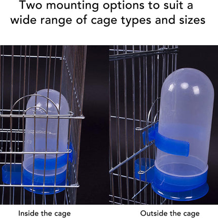 Automatic Hanging Bird Cage Waterer 1 Piece - Plastic Drinker for Quail, Tiger Skin Parrot, Lovebird, Canary and Other Birds.
