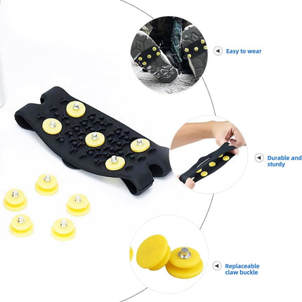 Anti-Slip Five-Claw Ice Grips for Shoes - Provides Grip for Walking Hiking Snow and Ice Adventures.