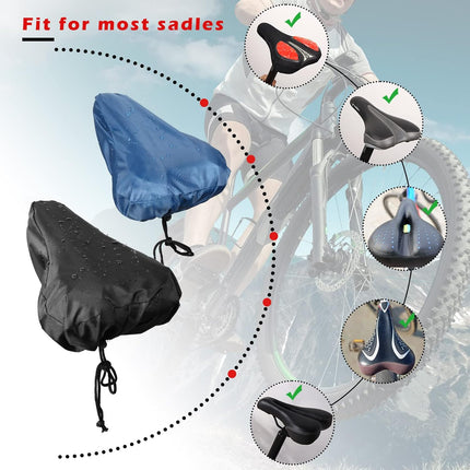2 Pack Bicycle Saddle Bags Black and Hidden Blue Waterproof Rainproof Material Universal Bike Seat Cover Accessories for Men Women.