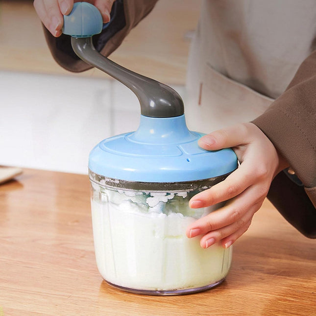 Manual Egg Beater Blue Handheld Butter Mixer Kitchen Baking Tool Accessory.