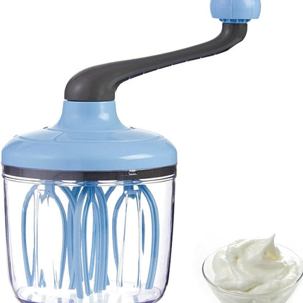 Manual Egg Beater Blue Handheld Butter Mixer Kitchen Baking Tool Accessory.