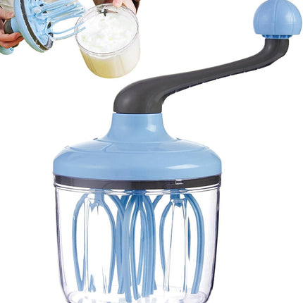 Manual Egg Beater Blue Handheld Butter Mixer Kitchen Baking Tool Accessory.
