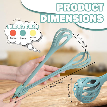 3-Piece Handheld Egg Beater Set 2-in-1 Food Tongs Mixer Salad Mixing Kitchen Tools for Cooking Baking.