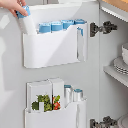 Multifunctional Wall-Mounted Storage Rack Set No Drilling Required Trash Bag Holder Bathroom Dispenser.