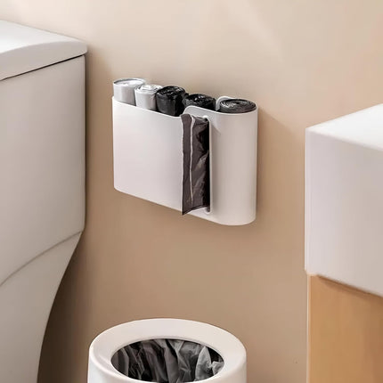 Multifunctional Wall-Mounted Storage Rack Set No Drilling Required Trash Bag Holder Bathroom Dispenser.