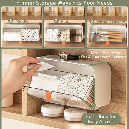 White Storage Box with Lid for Cotton Swabs Cotton Pads Toothpicks Household Organizer.
