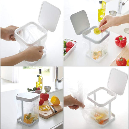 White Kitchen Bedroom Trash Can Rack - 1 Piece Waste Bin Holder for Home Kitchen Use.
